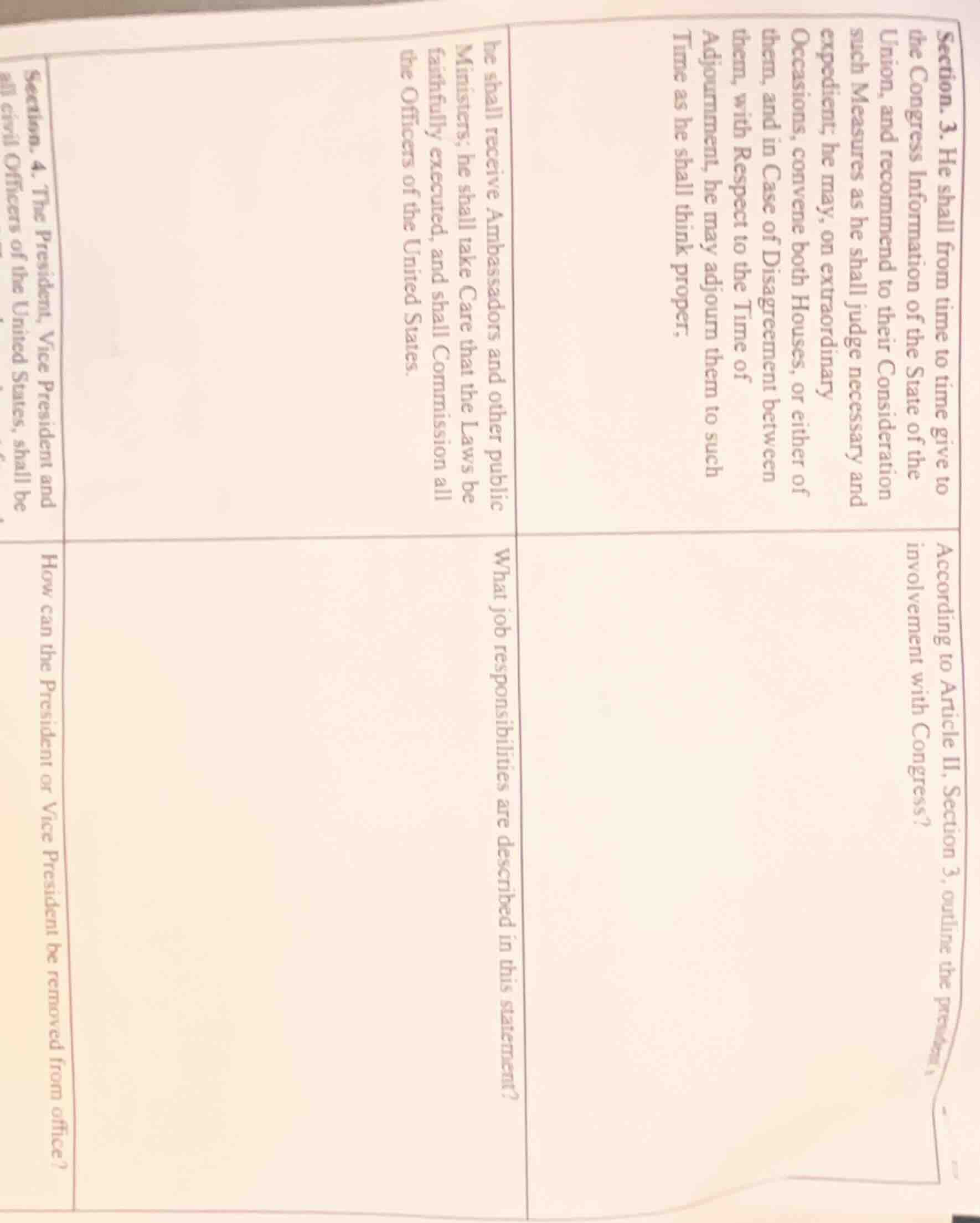 section. 3. he shall from time to time give to the congress information…