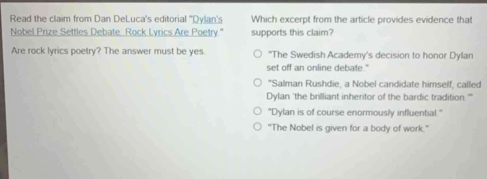 read the claim from dan delucas editorial \dylans nobel prize settles d…