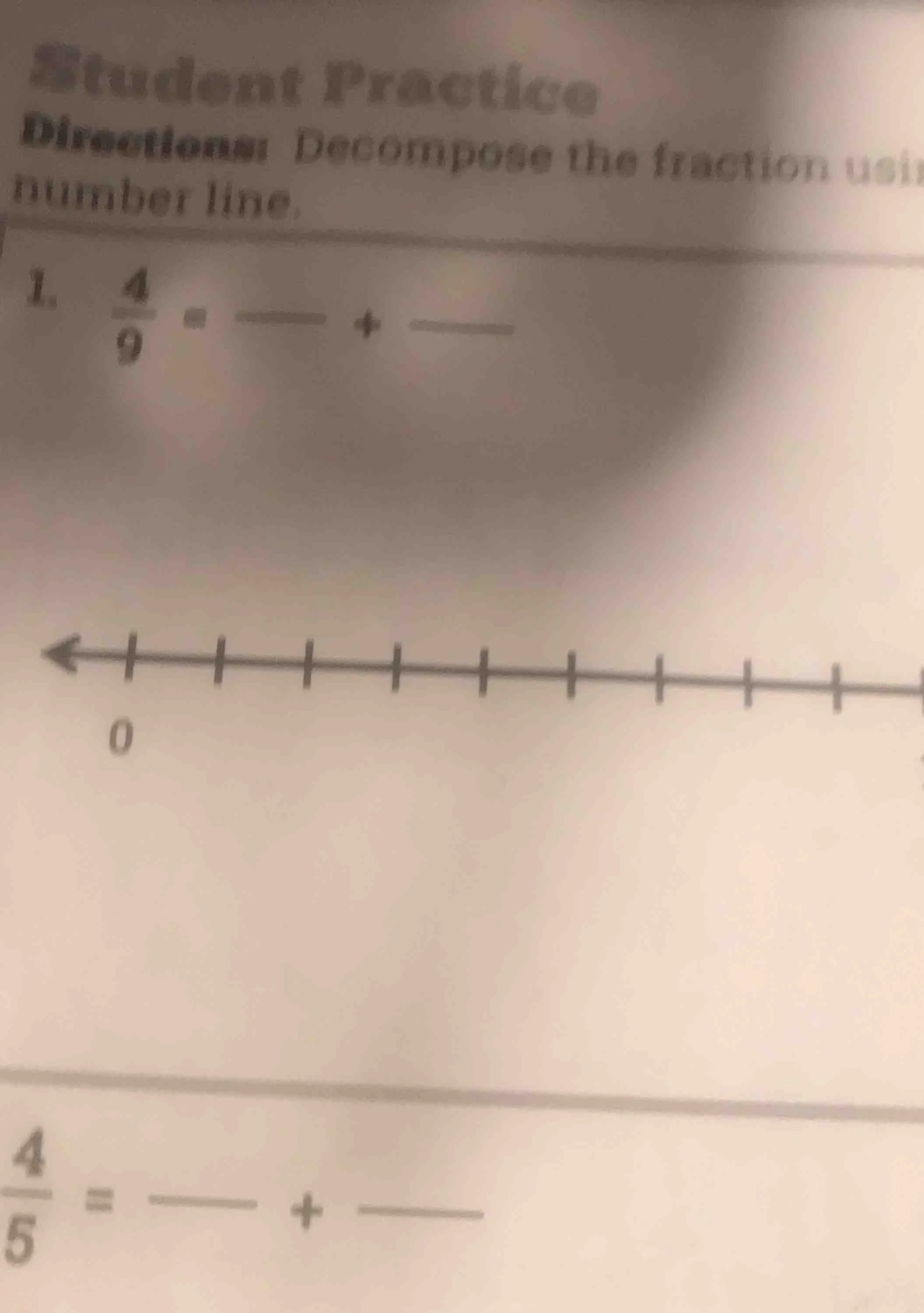 student practice directions: decompose the fraction usin number line. 1…