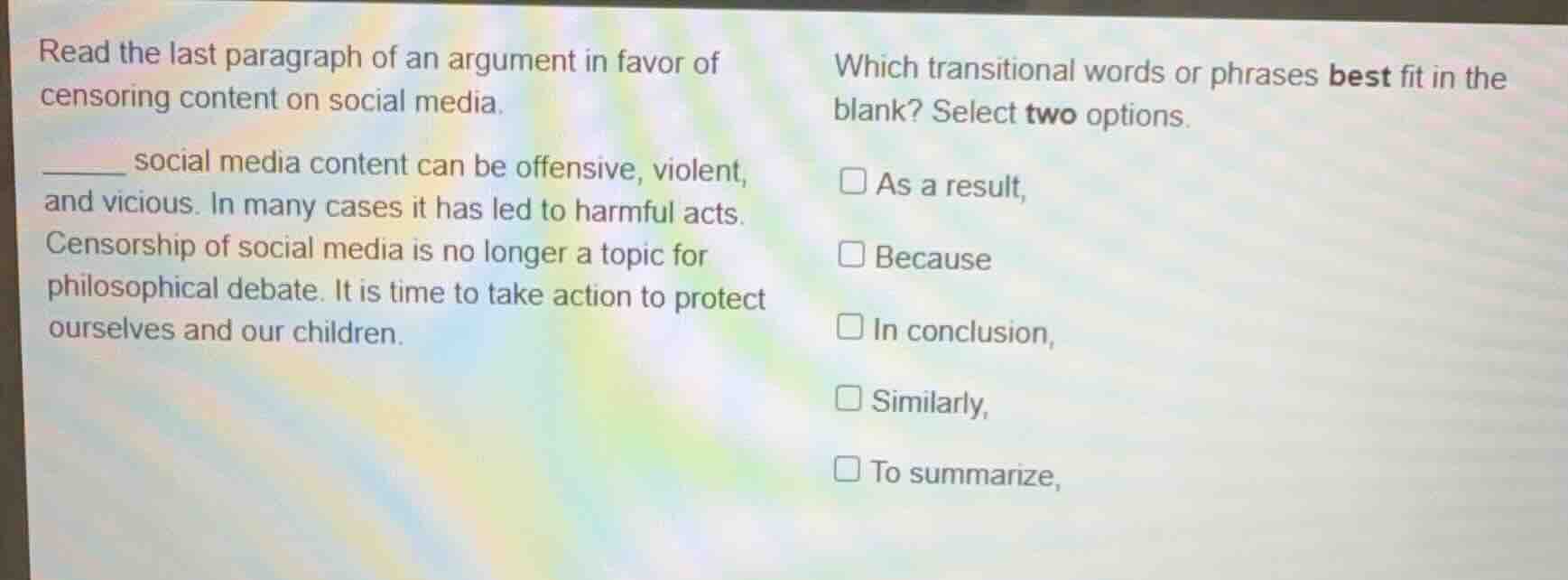 read the last paragraph of an argument in favor of censoring content on…
