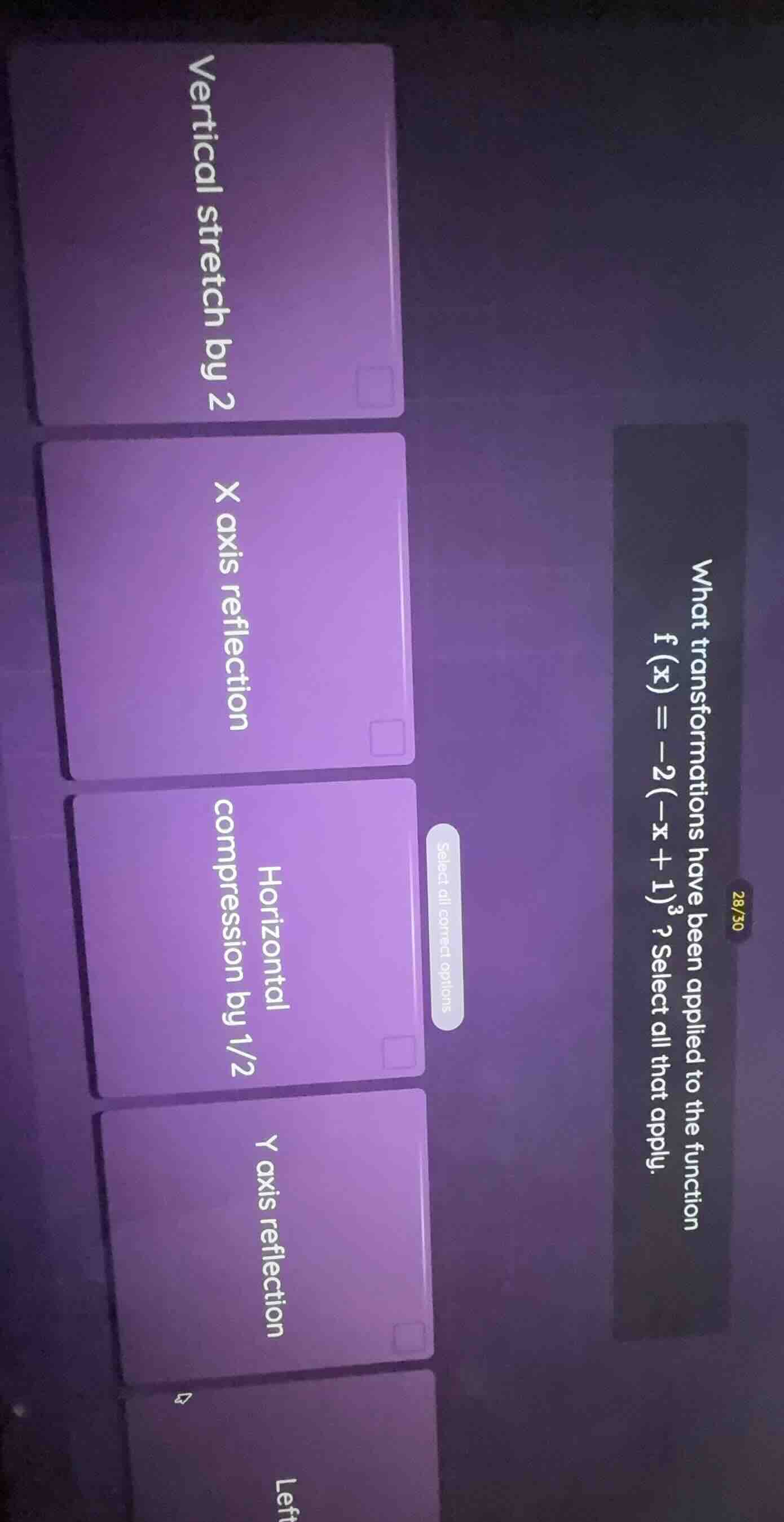 what transformations have been applied to the function f(x) = -2(-x + 1…
