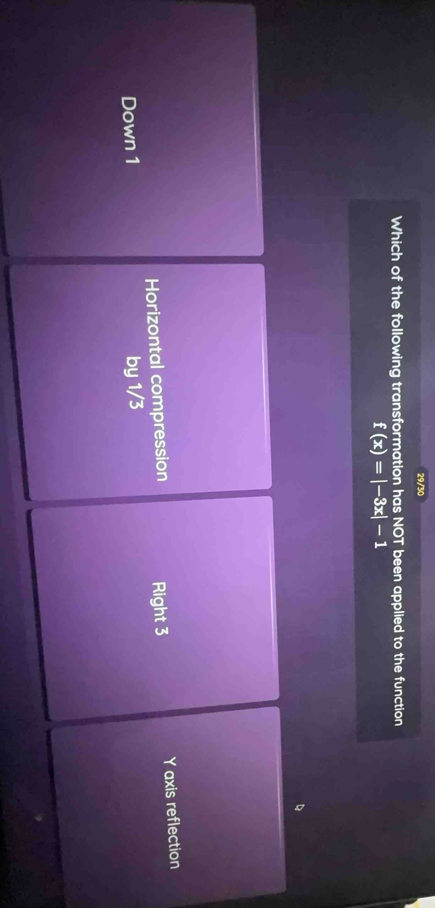 which of the following transformation has not been applied to the funct…