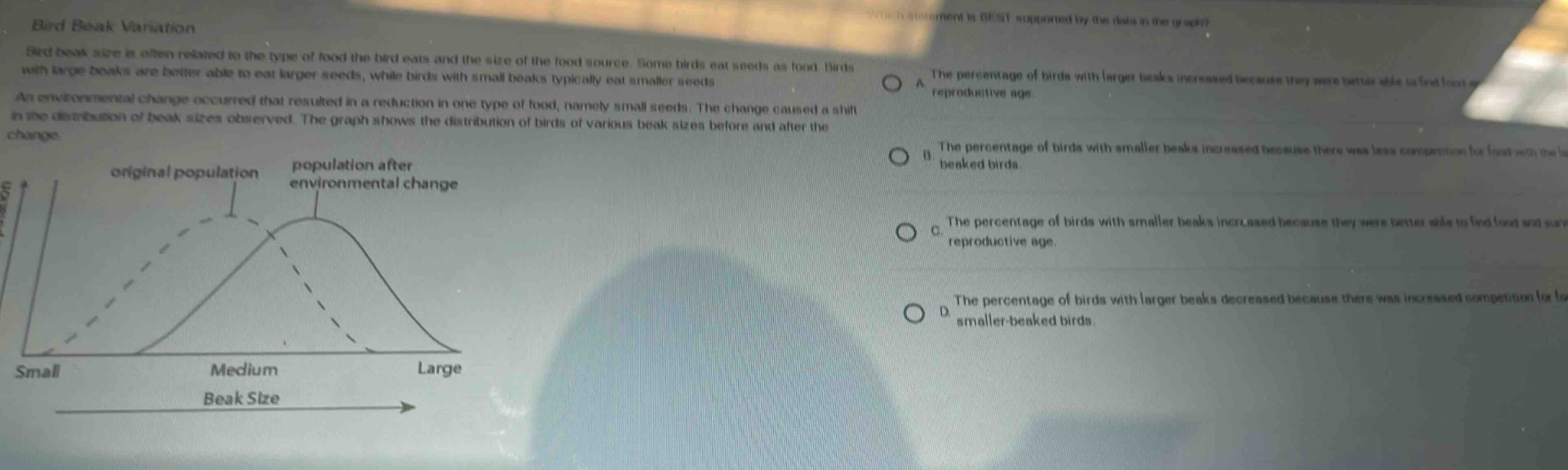 bird beak variation bird beak size is often related to the type of food…