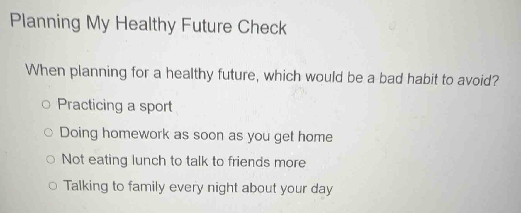 planning my healthy future check when planning for a healthy future, wh…