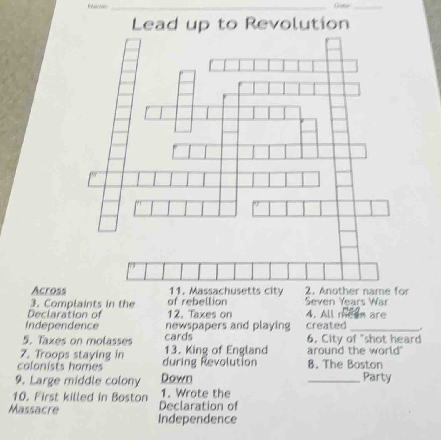 name: date: lead up to revolution across 3. complaints in the declarati…