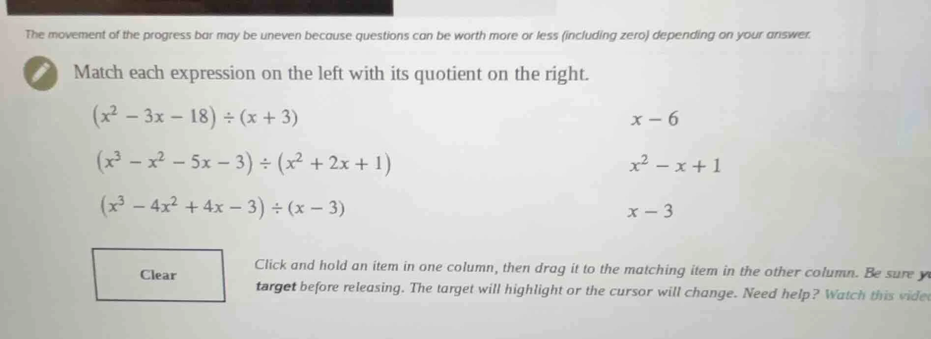the movement of the progress bar may be uneven because questions can be…