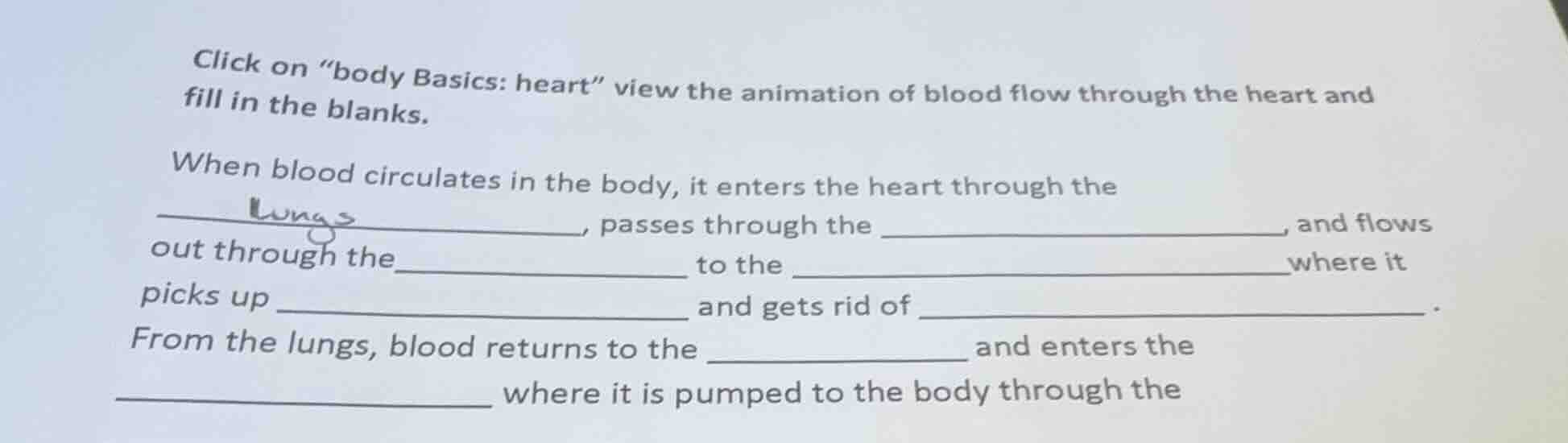 click on \body basics: heart\ view the animation of blood flow through …