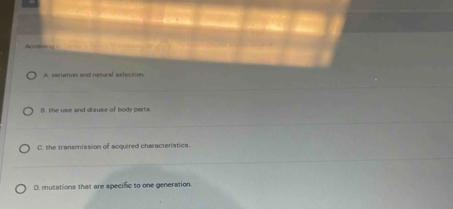 according to darwins theory of evolution, what is the reason for the ap…