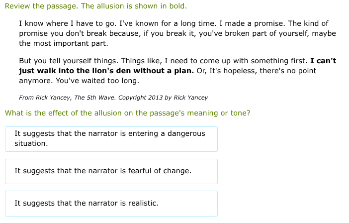 review the passage. the allusion is shown in bold. i know where i have …