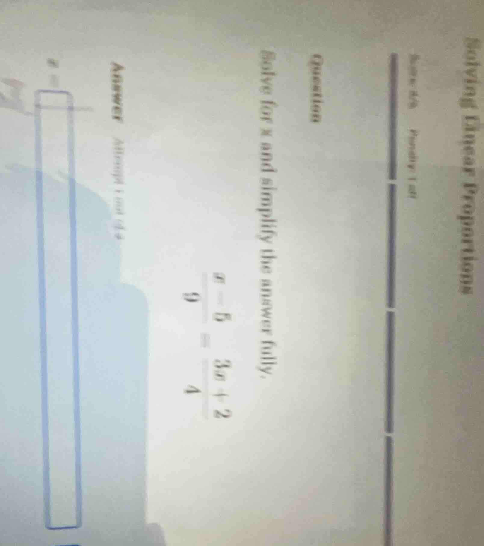 question solve for x and simplify the answer fully. \\(\\frac{x - 5}{9}…