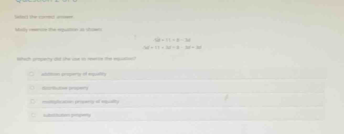 select the correct answer. molly rewrote the equation as shown: \\(-5d …