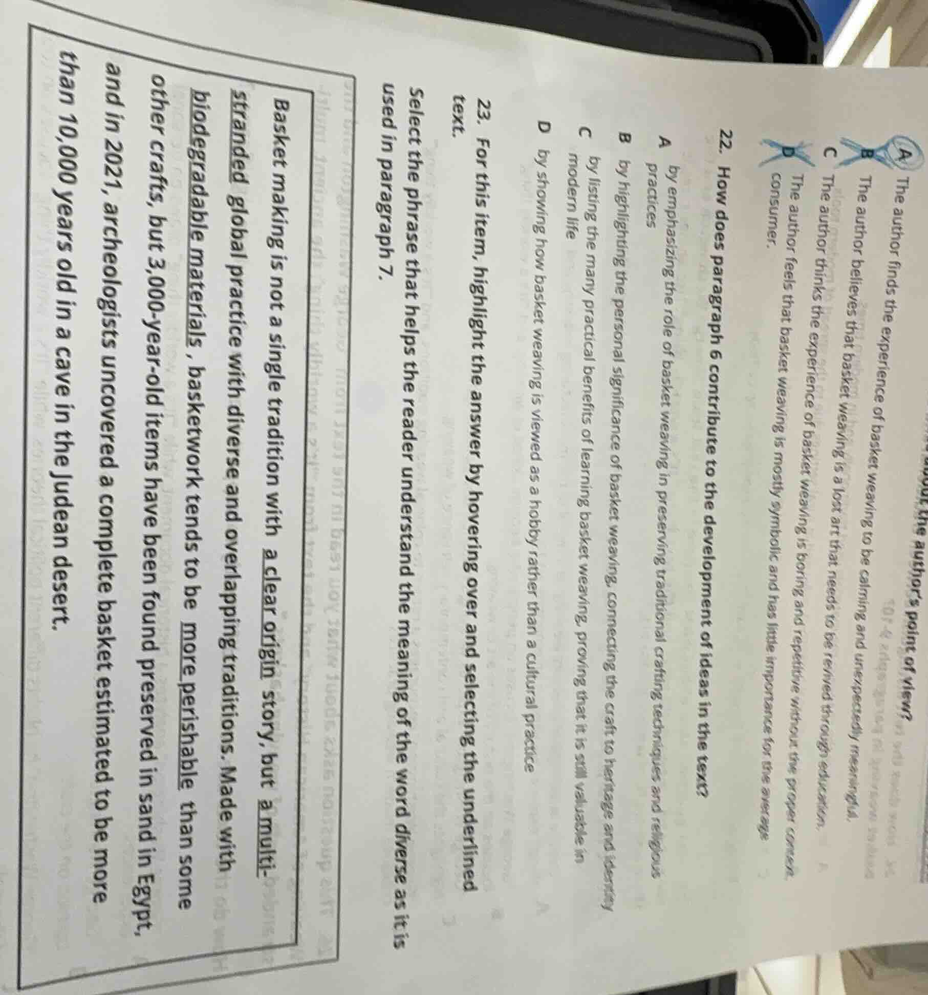 22. how does paragraph 6 contribute to the development of ideas in the …