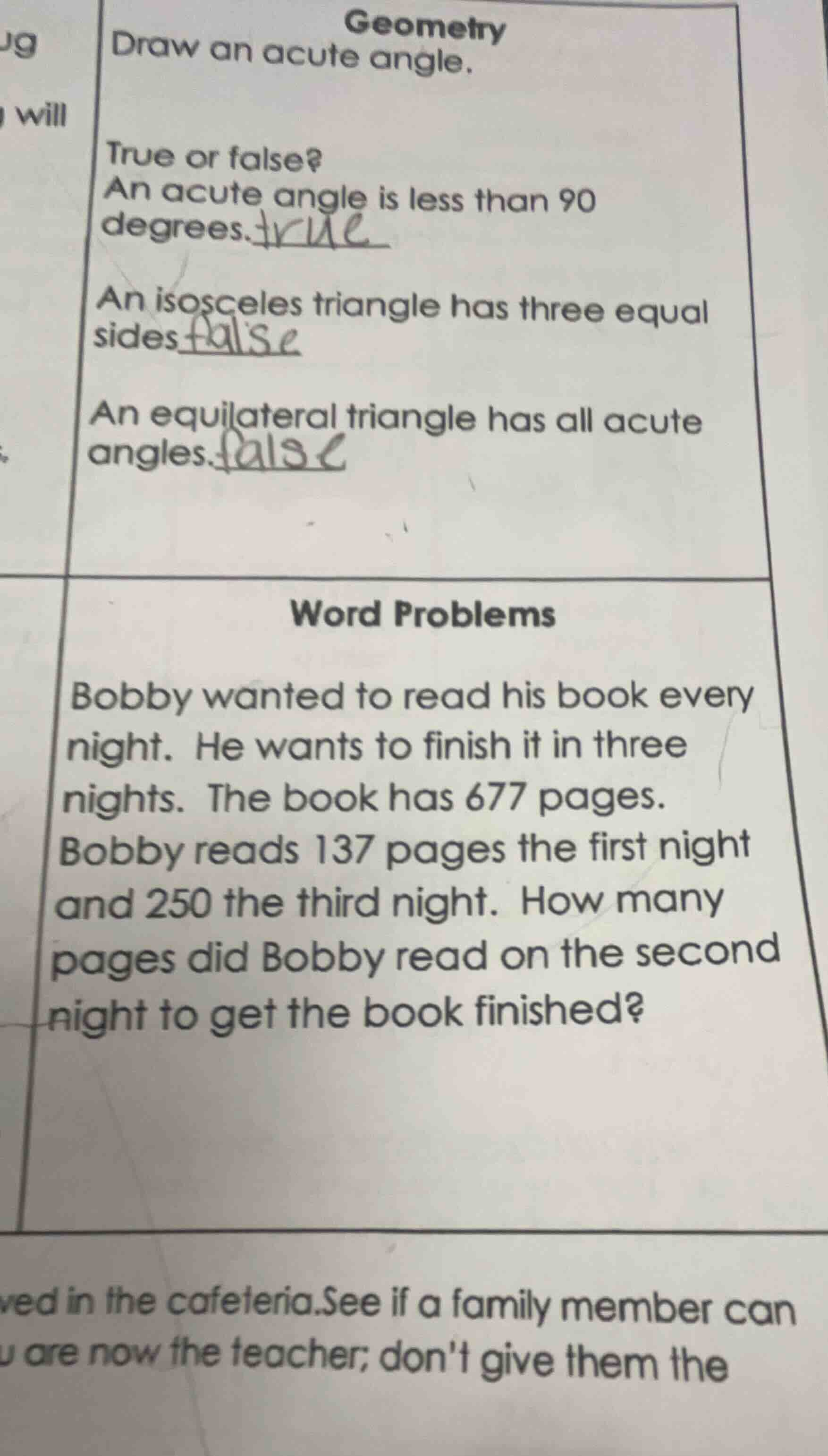 geometry draw an acute angle. true or false? an acute angle is less tha…