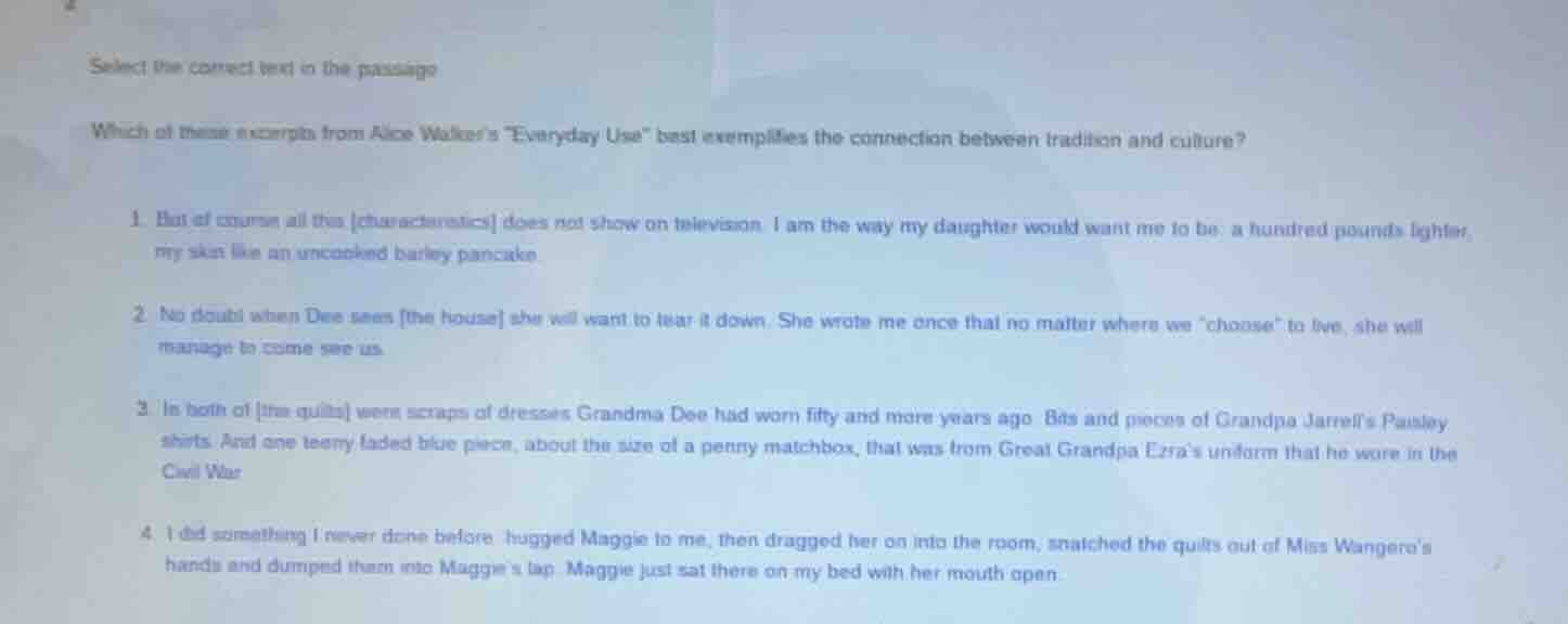 select the correct text in the passage which of these excerpts from ali…