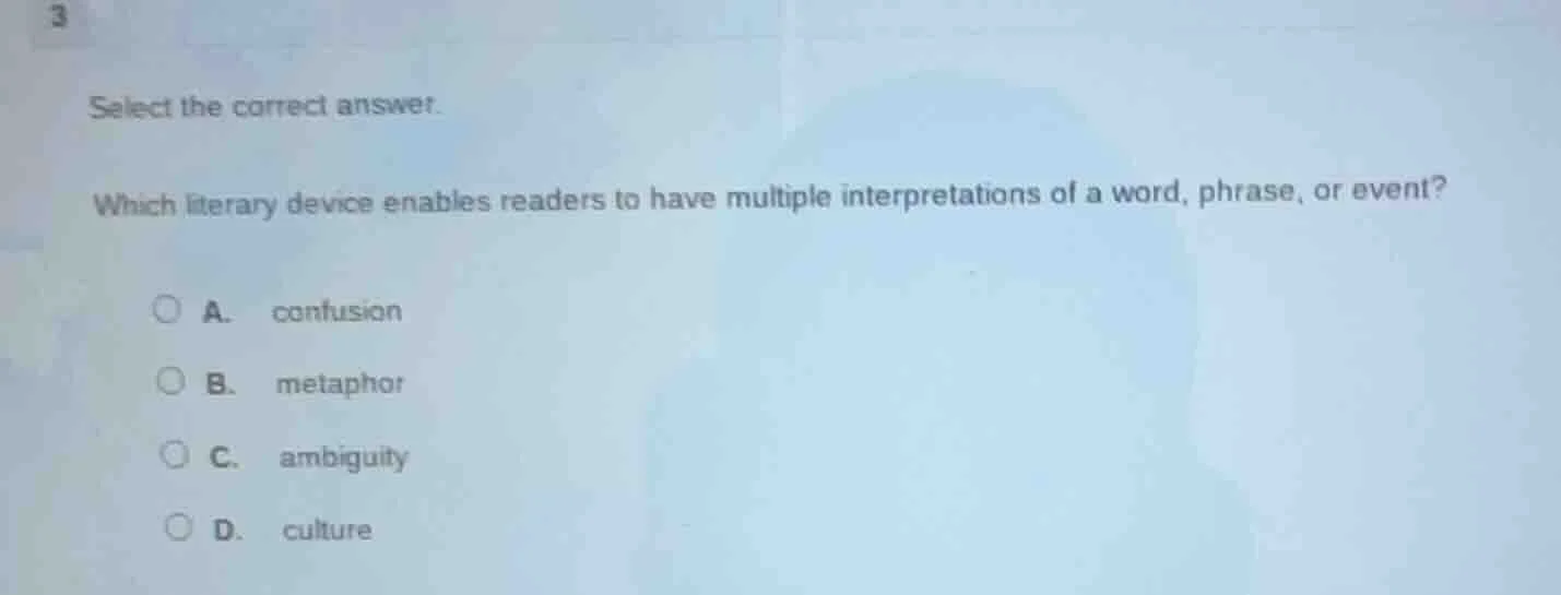 select the correct answer. which literary device enables readers to hav…