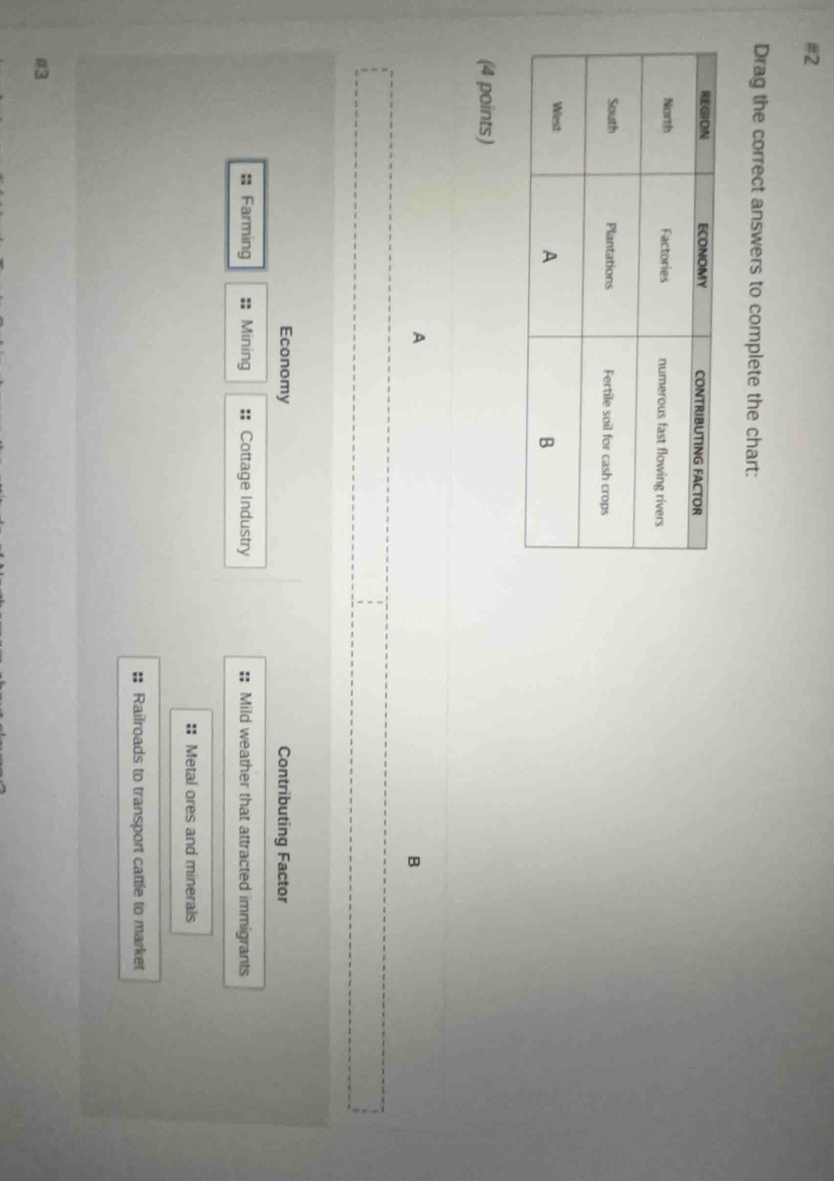 #2 drag the correct answers to complete the chart: (4 points) region no…