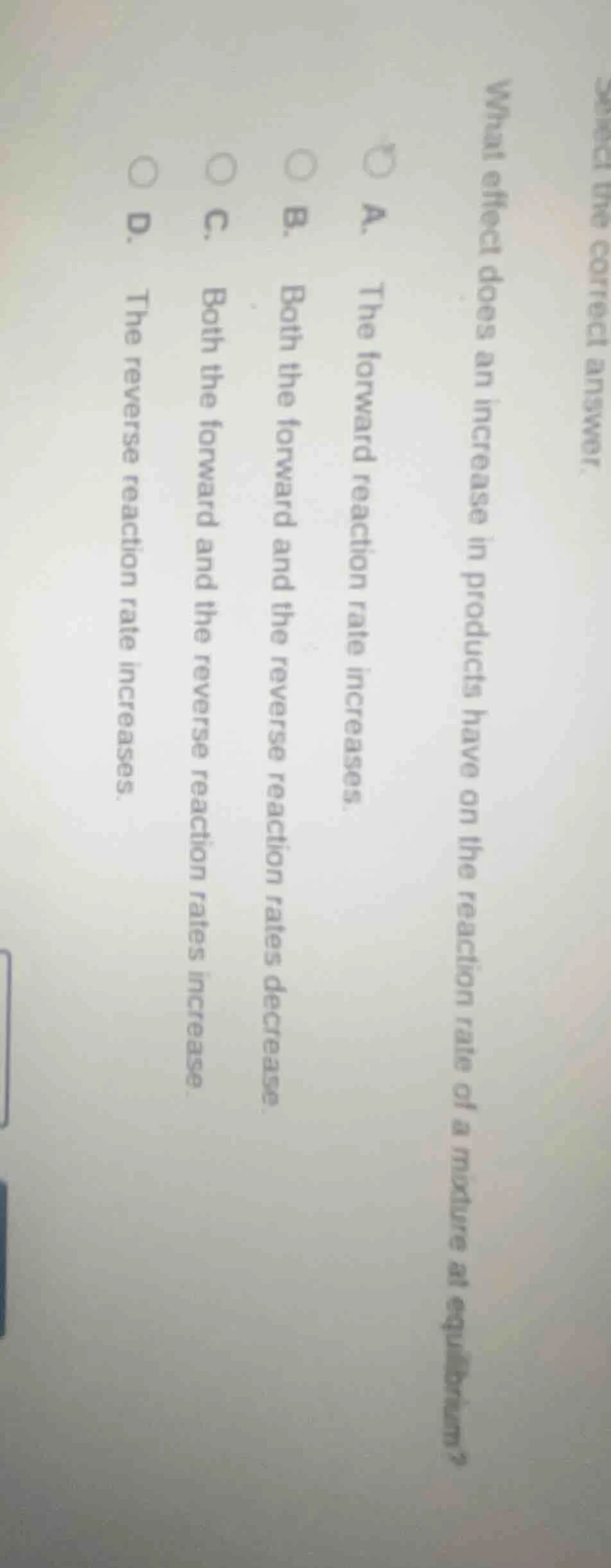 select the correct answer. what effect does an increase in products hav…