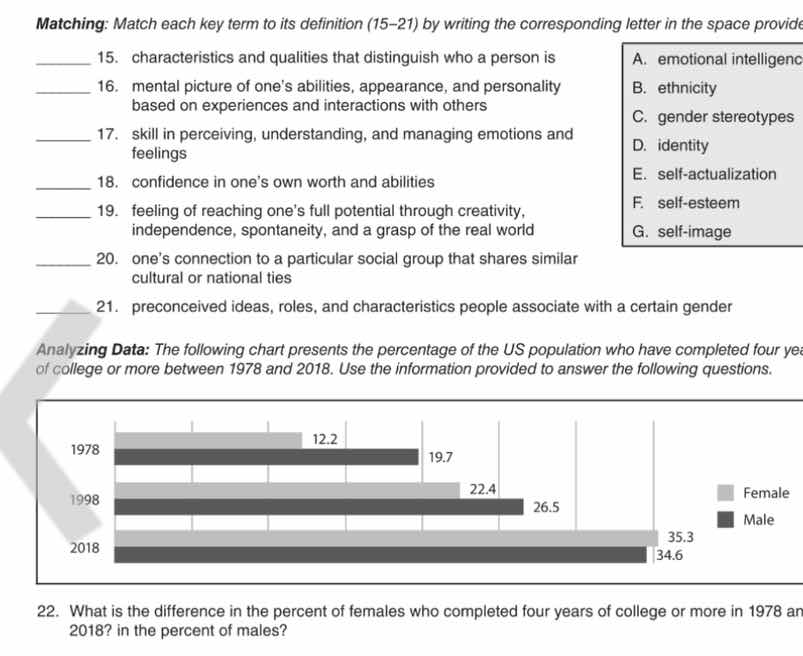 matching: match each key term to its definition (15–21) by writing the …