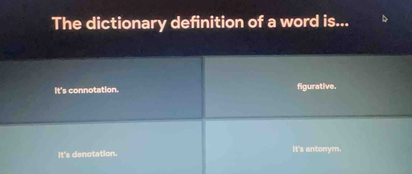 the dictionary definition of a word is... its connotation. figurative. …