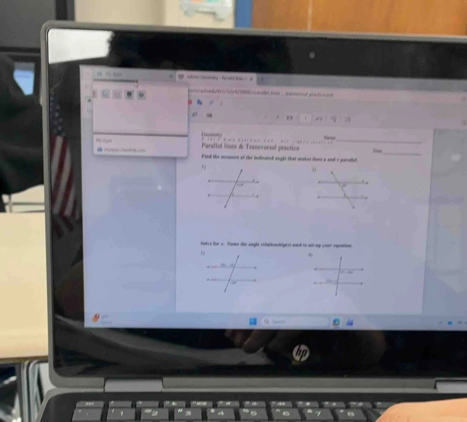 geometry parallel lines & transversal practice find the measure of the …
