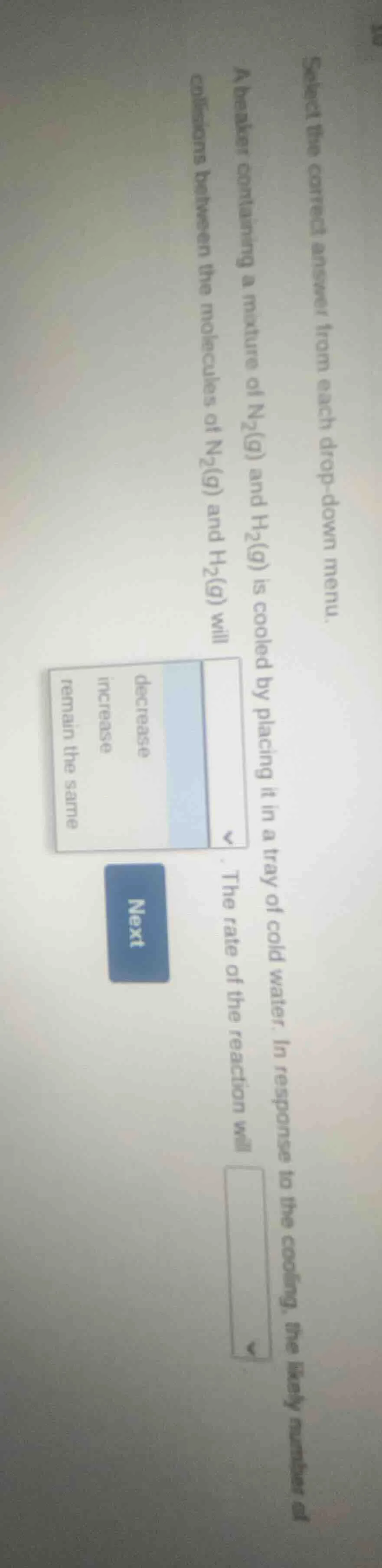 select the correct answer from each drop - down menu. a beaker containi…