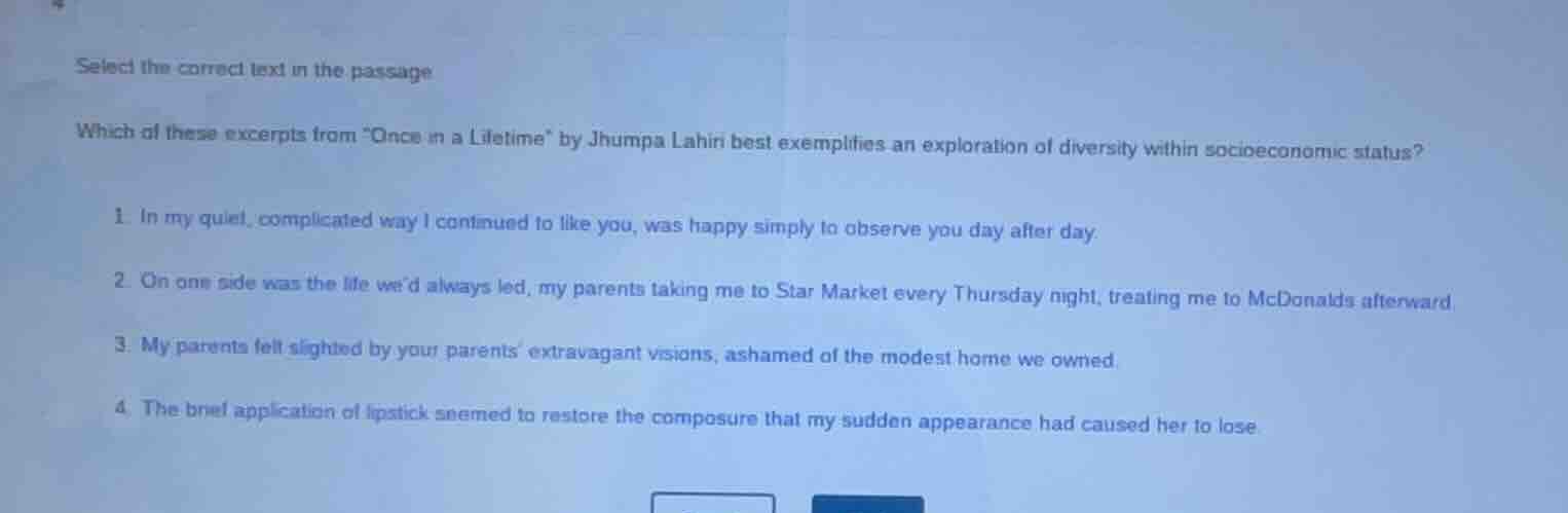 select the correct text in the passage which of these excerpts from \on…