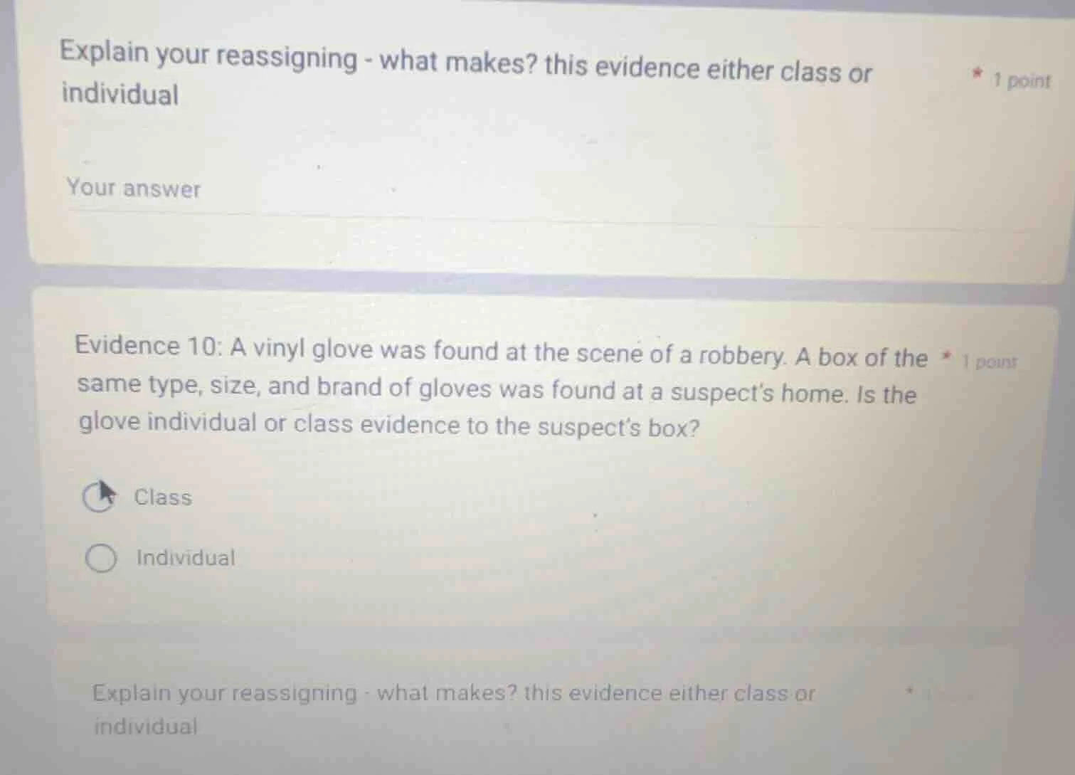 explain your reassigning - what makes? this evidence either class or in…