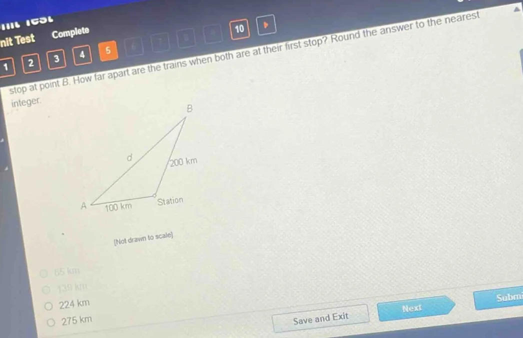 stop at point b. how far apart are the trains when both are at their fi…