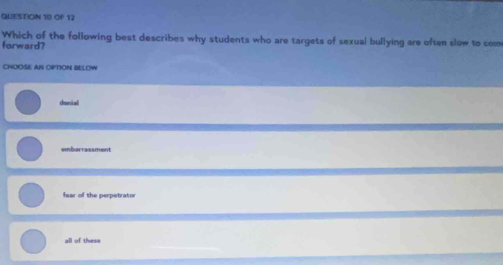 question 10 of 13 which of the following best describes why students wh…