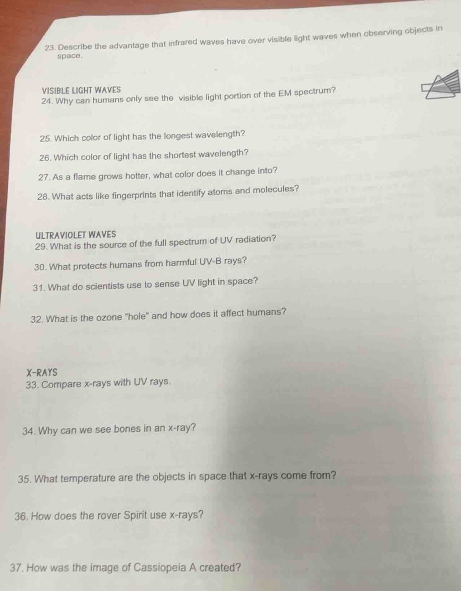 23. describe the advantage that infrared waves have over visible light …