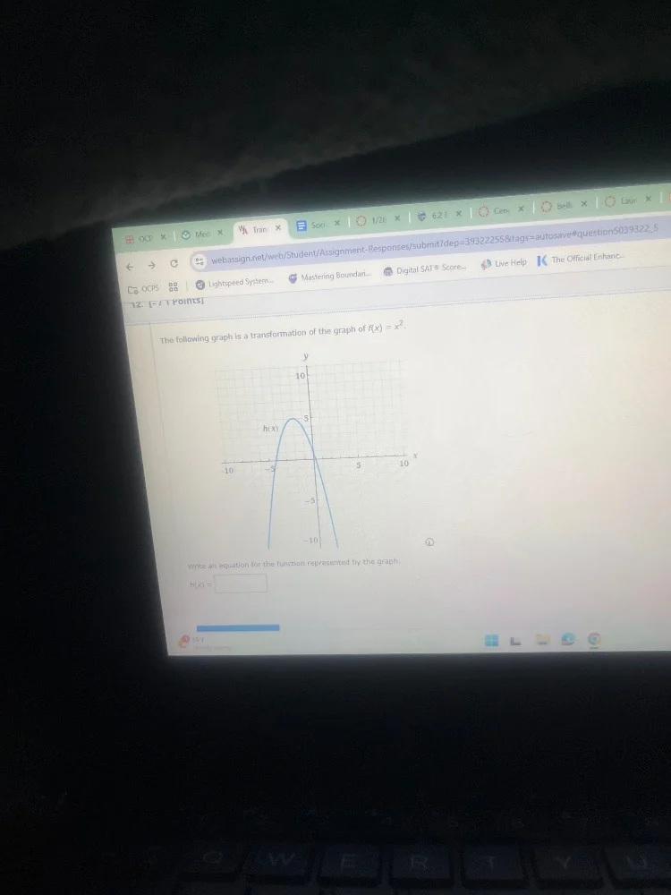 12. -/1 points the following graph is a transformation of the graph of …