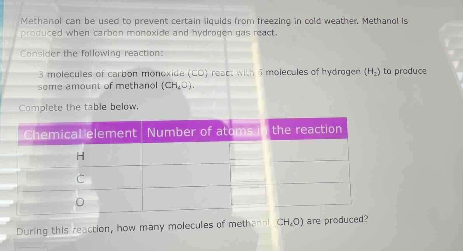 methanol can be used to prevent certain liquids from freezing in cold w…