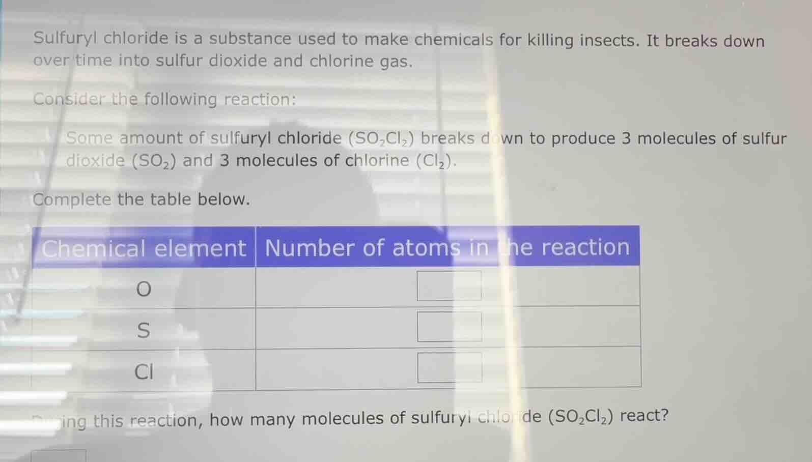 sulfuryl chloride is a substance used to make chemicals for killing ins…