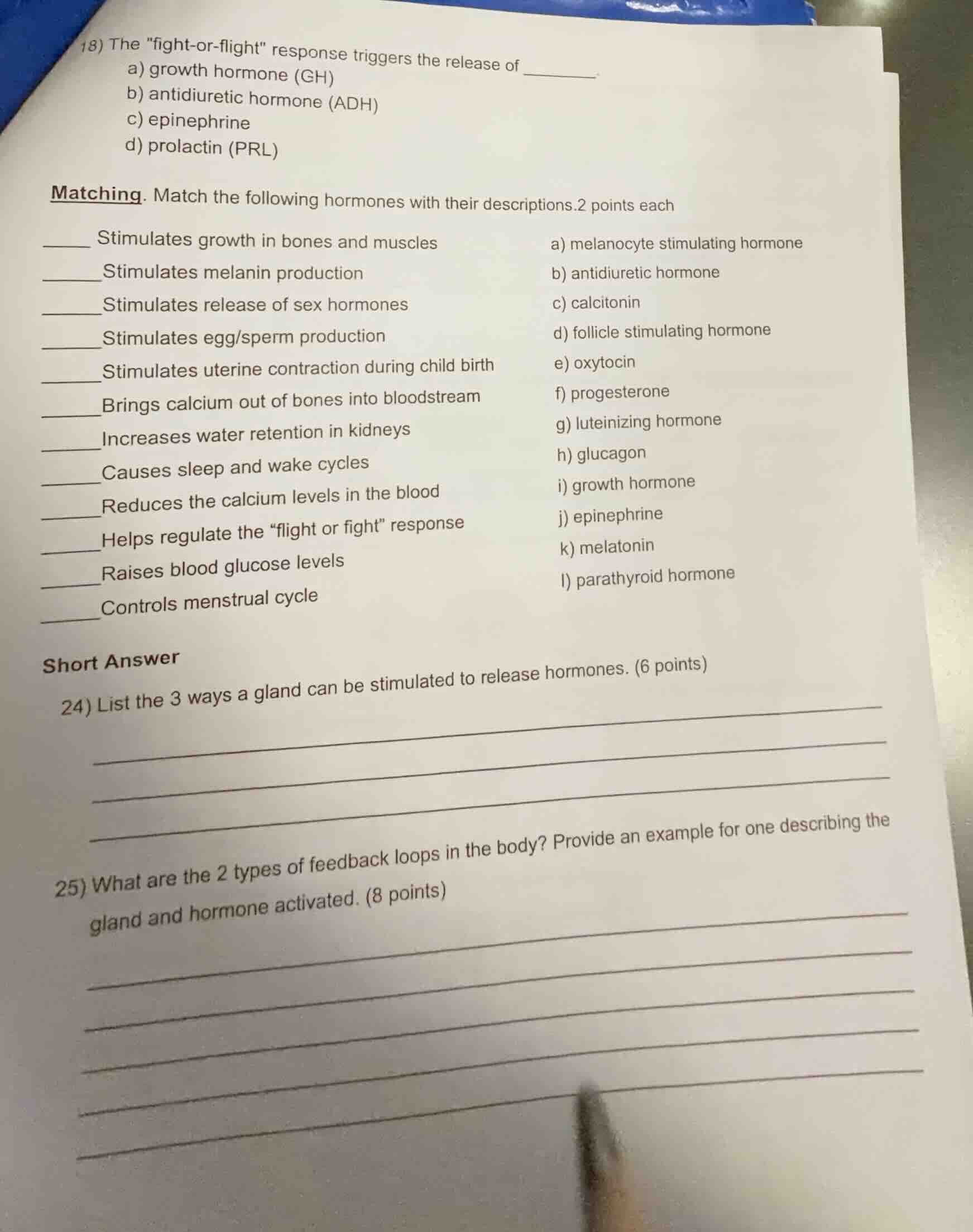 18) the \fight - or - flight\ response triggers the release of ______. …