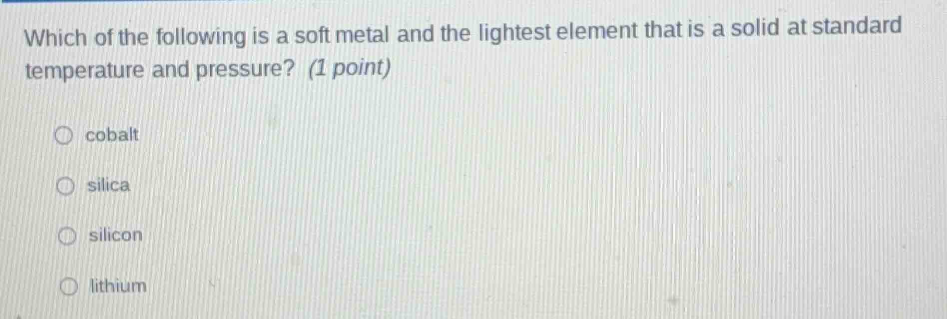 which of the following is a soft metal and the lightest element that is…