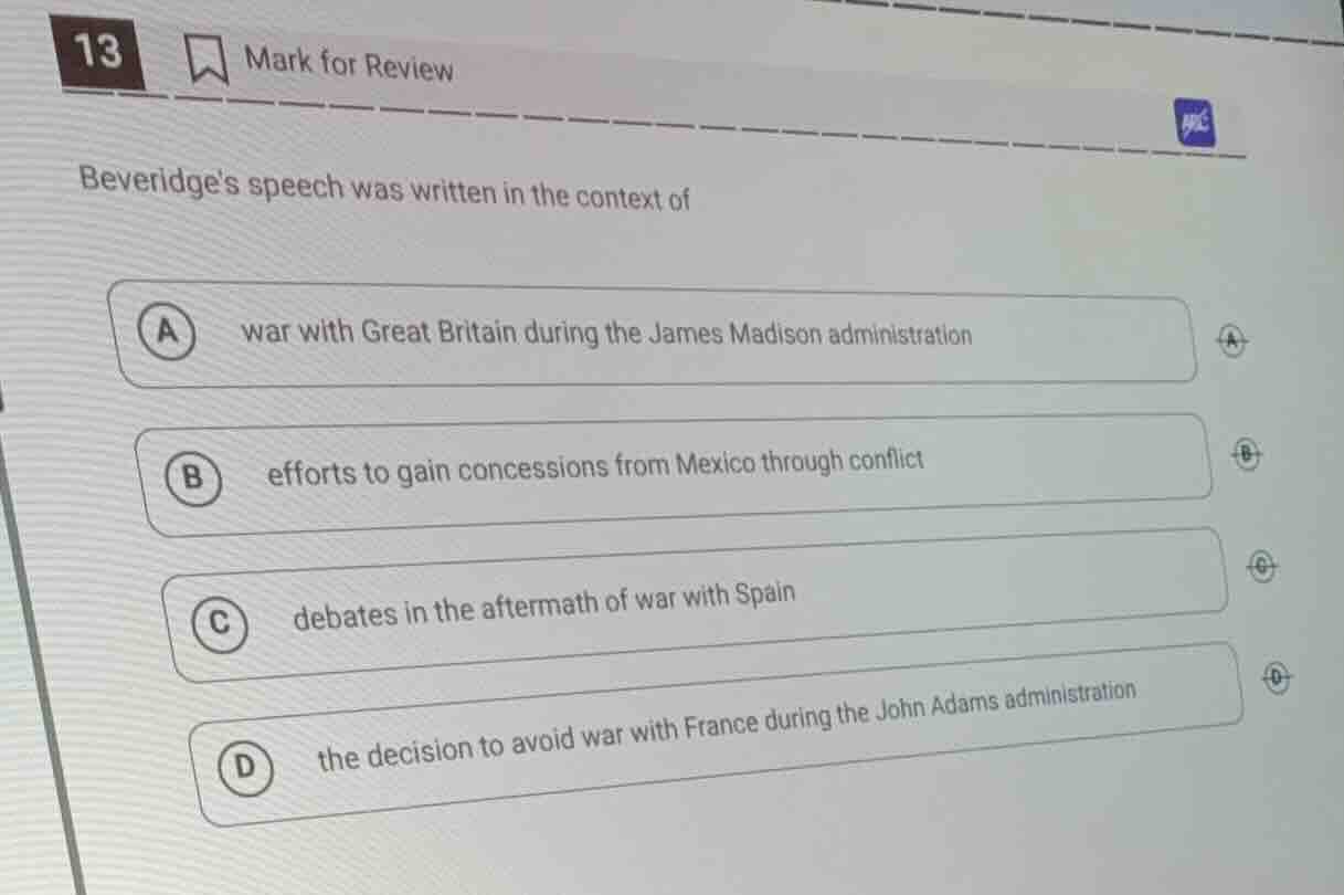 13 mark for review beveridges speech was written in the context of a wa…