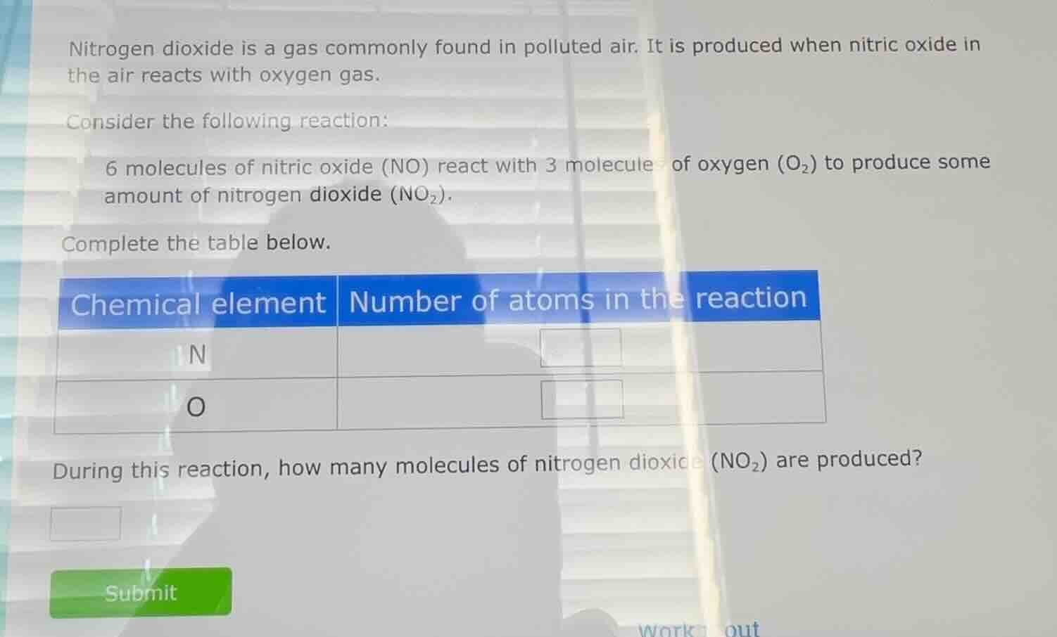 nitrogen dioxide is a gas commonly found in polluted air. it is produce…