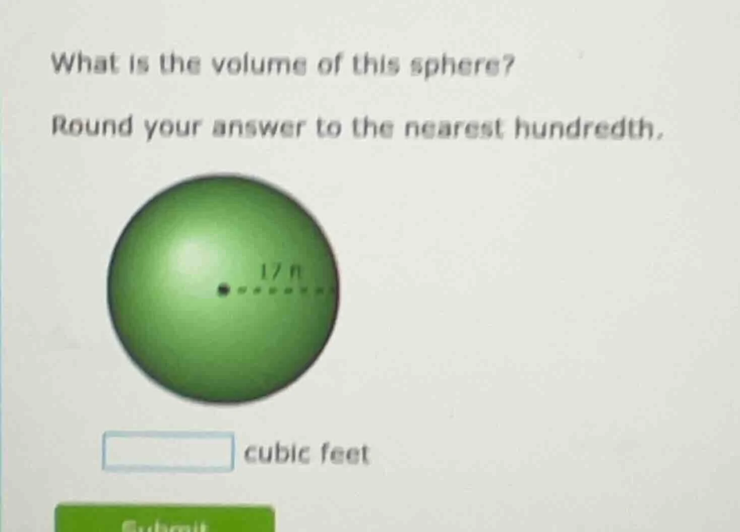 what is the volume of this sphere? round your answer to the nearest hun…