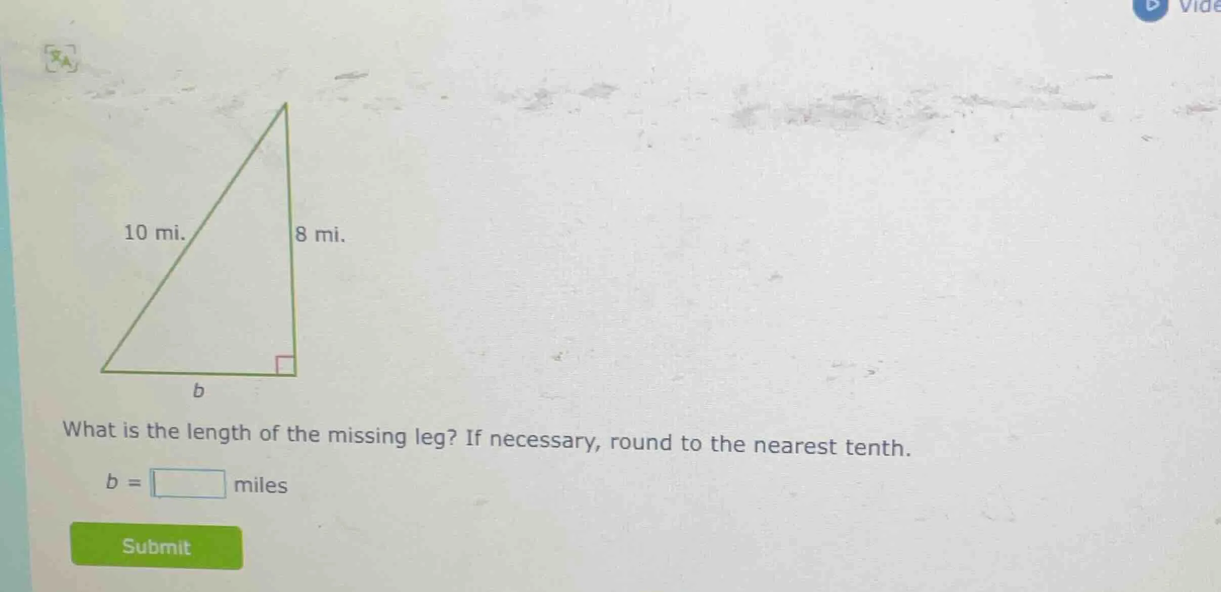 what is the length of the missing leg? if necessary, round to the neare…