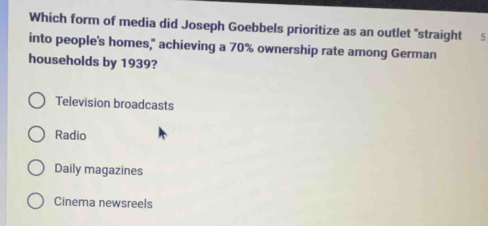 which form of media did joseph goebbels prioritize as an outlet \straig…