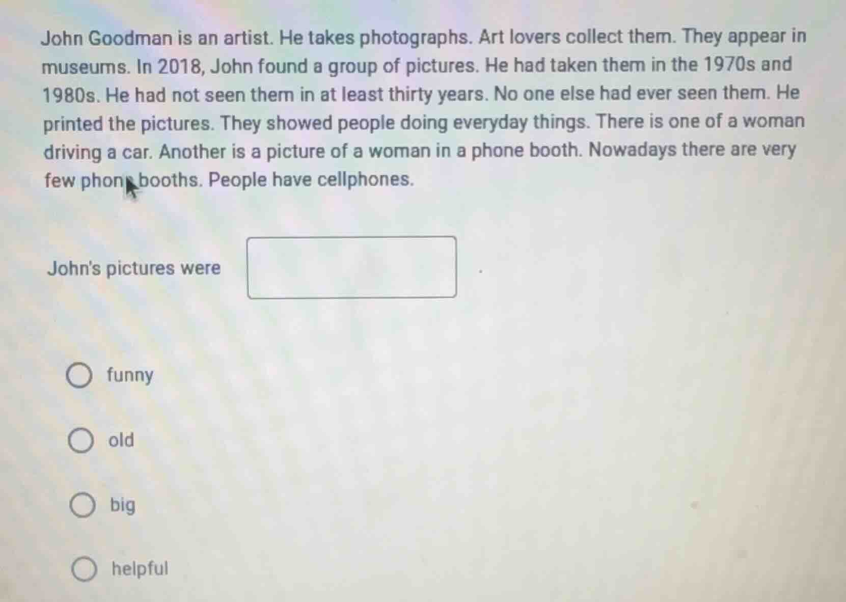 john goodman is an artist. he takes photographs. art lovers collect the…