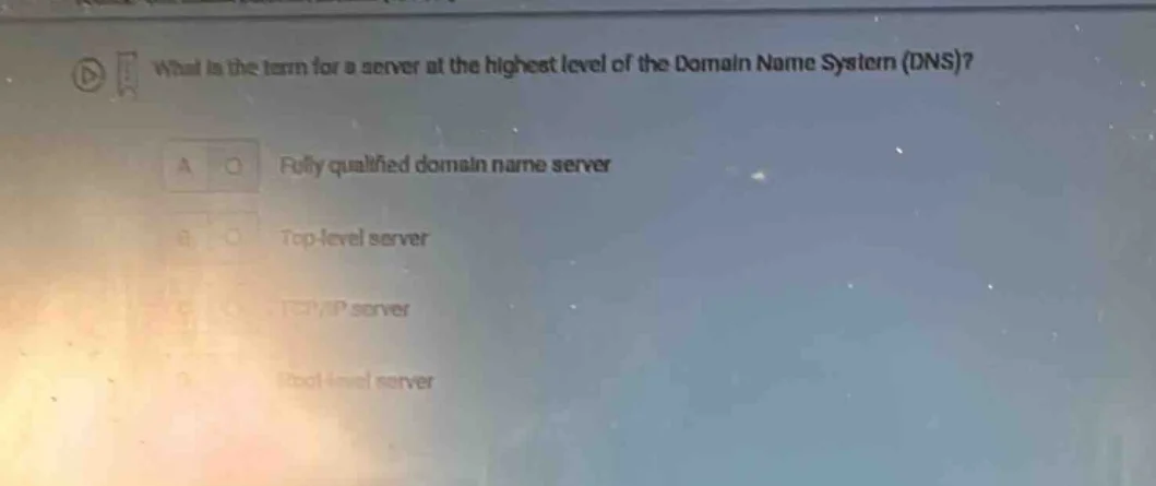 what is the term for a server at the highest level of the domain name s…