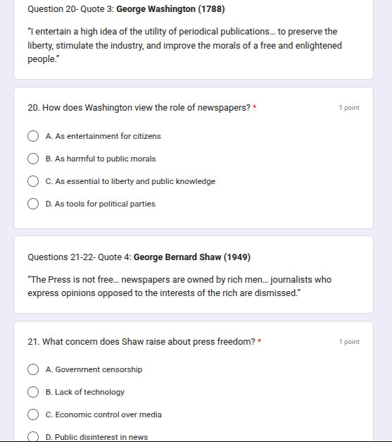 question 20- quote 3: george washington (1788) \i entertain a high idea…