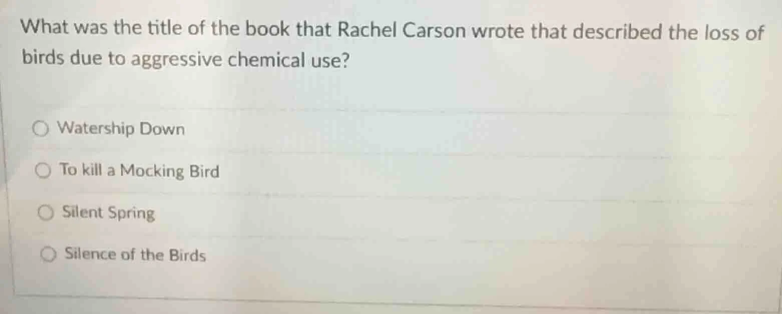 what was the title of the book that rachel carson wrote that described …