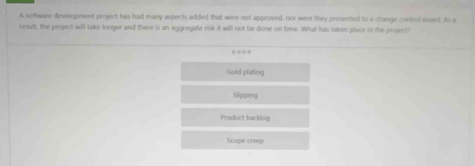 a software development project has had many aspects added that were not…