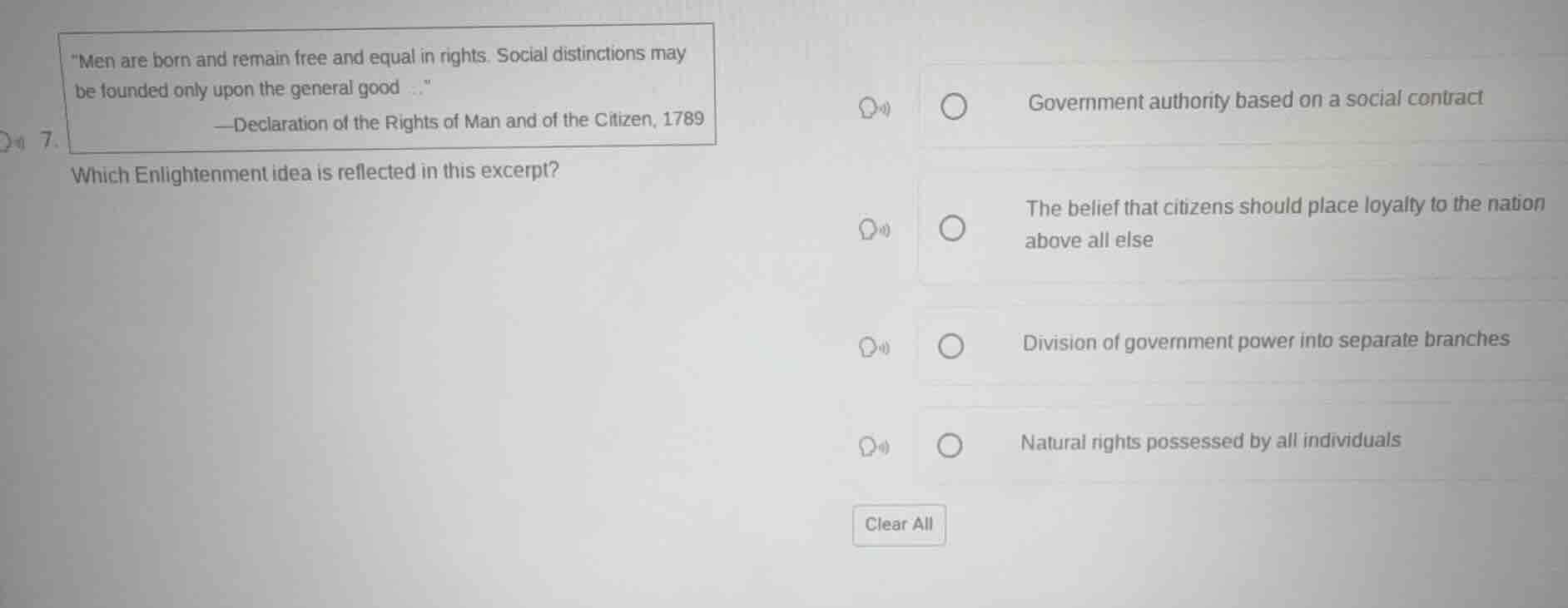 7. \men are born and remain free and equal in rights. social distinctio…