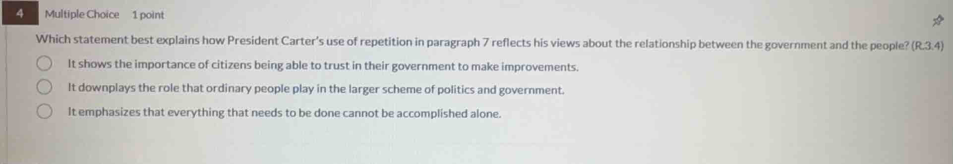 multiple choice 1 point which statement best explains how president car…