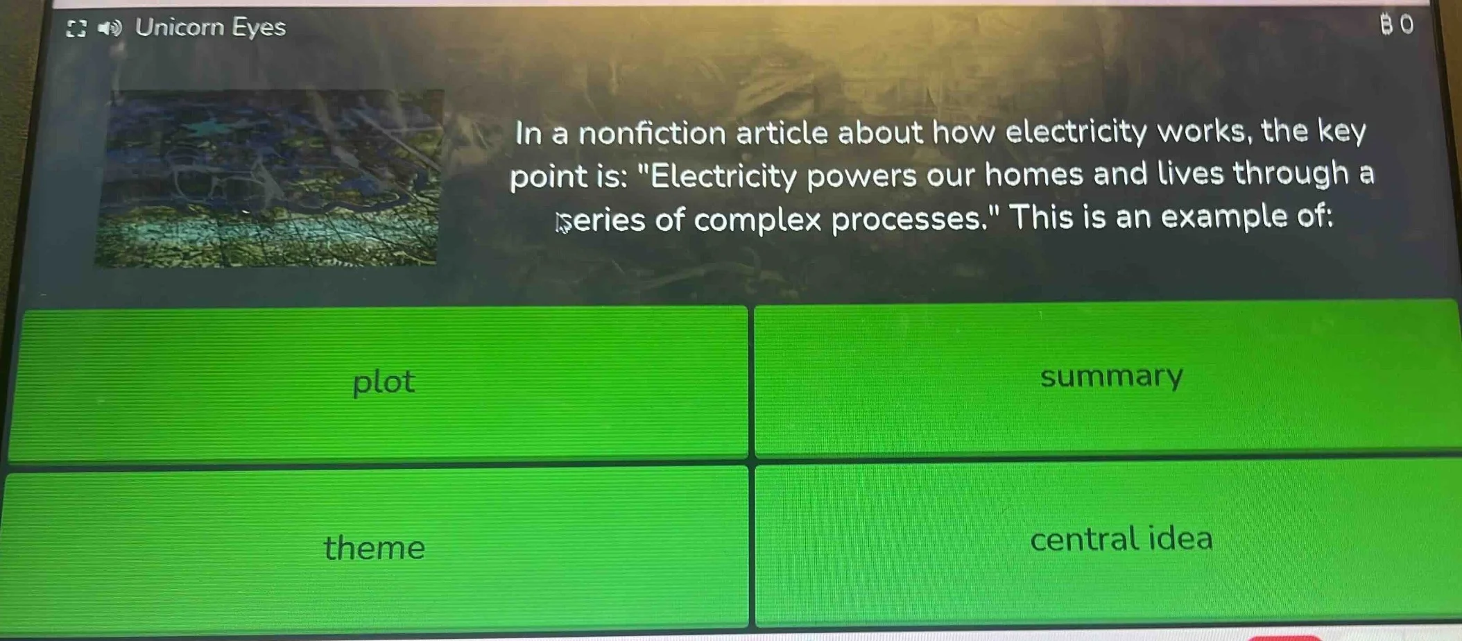 in a nonfiction article about how electricity works, the key point is: …