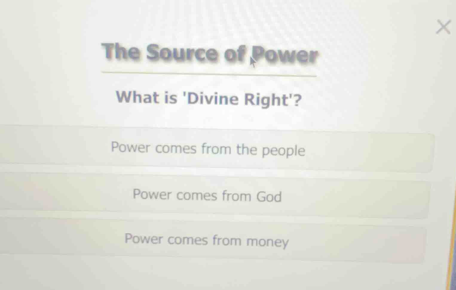 the source of power what is divine right? power comes from the people p…