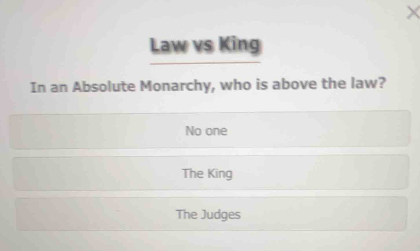 law vs king in an absolute monarchy, who is above the law? no one the k…